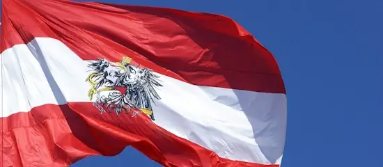 Austrian flag waving in the wind