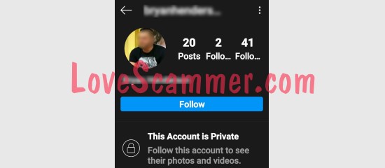 Fake social media account used by a scammer.