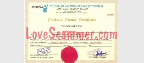 Certificates like this are sometimes used in a 419 scam.