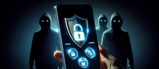 Illustration of privacy settings on a smartphone to avoid losing money