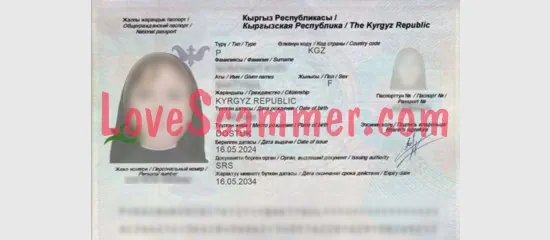 Passport from Kyrgyzstan used in a Scam